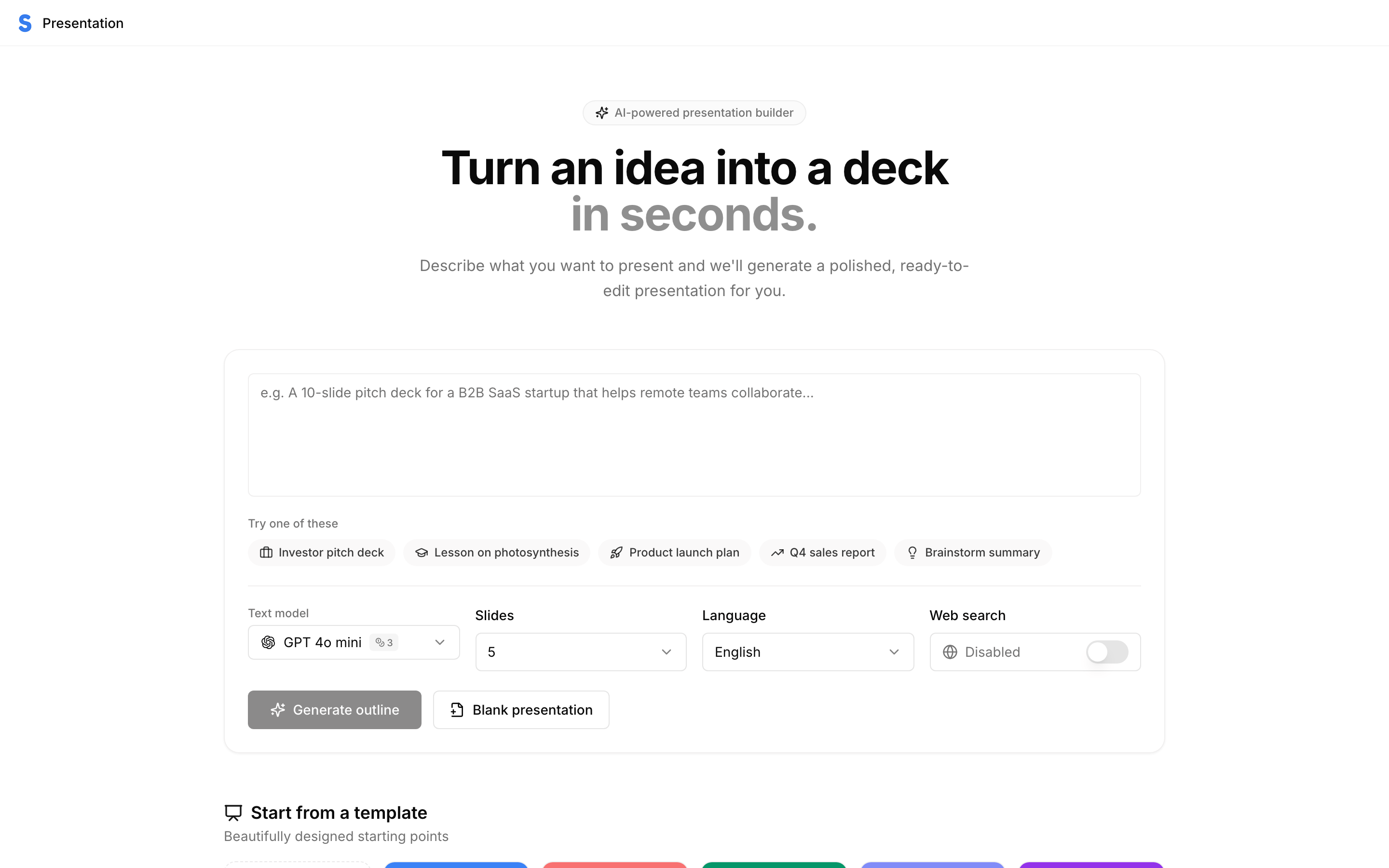 The AI presentation builder
